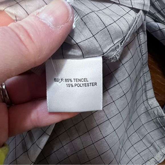 Modern Works Gray Sheer Black Pinstripe Oversized Lagenlook Button Down Top Med - Picture 8 of 9